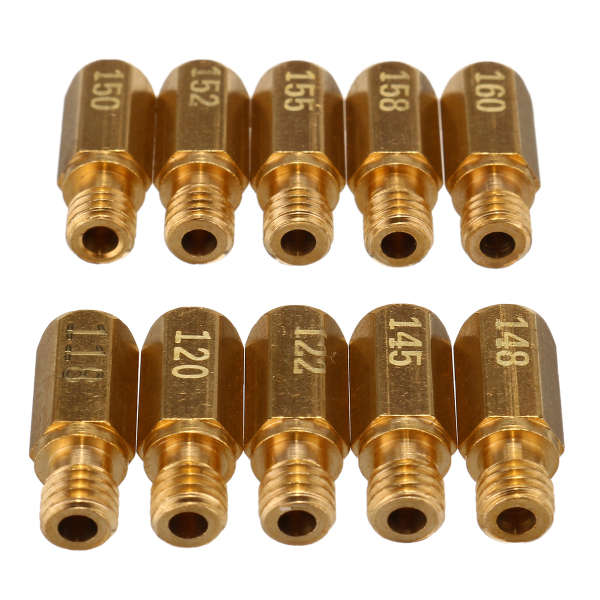 10Pcs Carburetor Main Jet Kit For Keihin OKO KOSO PE PWK Choose Size 118-160