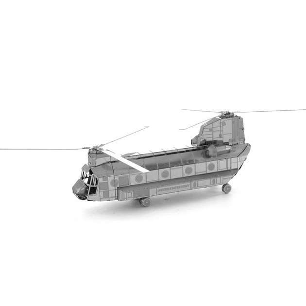 Aipin DIY 3D Puzzle Stainless Steel Model Kit Chinook Helicopter Silver Color