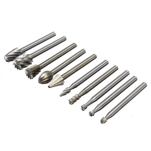 Drillpro RB2 10pcs HSS Router Bits Burr For Dremel and Rotary Engraving Woodworking Tool