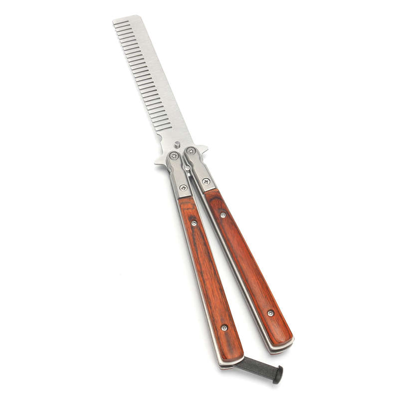 Butterfly Knife Trainning Practice Unsharpened Metal Blade Comb Style Trainer Tool