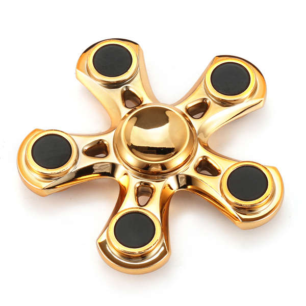 Aluminum Alloy Fidget Hand Spinner Gold Tri-Spinner Fidget Desk Focus Reduce Stress Gadget