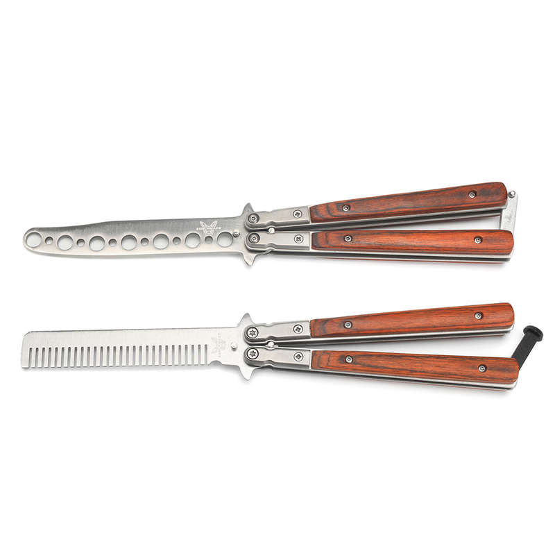 Butterfly Knife Trainning Practice Unsharpened Metal Blade Comb Style Trainer Tool