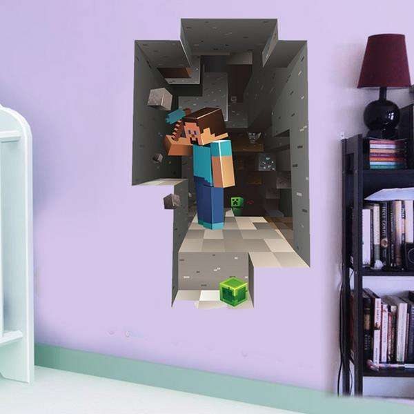 MineCraft Game 3D Dwarf Mining DIY Home Decal Decor Wall Mural Decoration Sticker