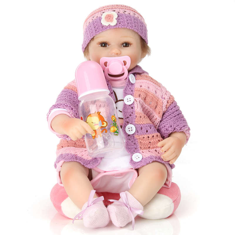 NPK 16 Inch 42cm Reborn Baby Soft Silicone Doll Handmade Lifelike Baby Girl Dolls Play House Toys Bi