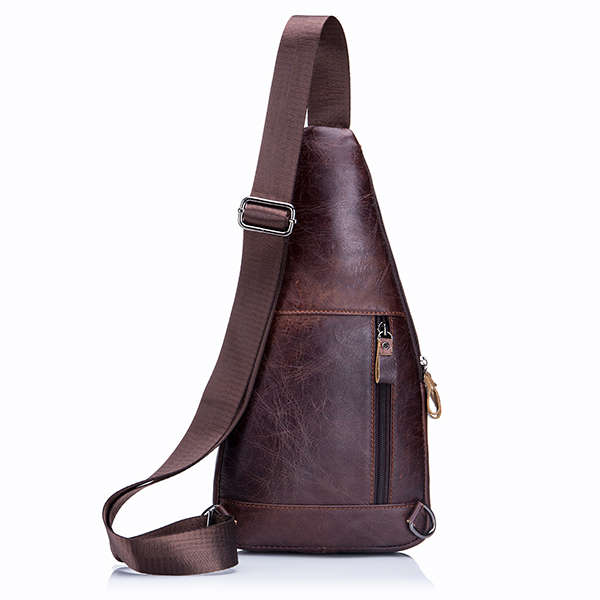 Bullcaptain&reg; Men Leather Chest Bag Vintage Travel Fashion Crossbody Shoulder Bag