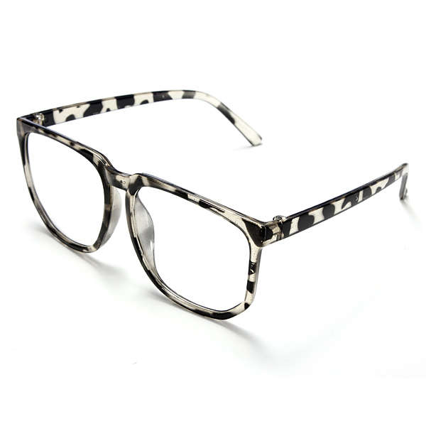 Unisex Retro Plastic Big Black-rimmed Clear Lens Plain Glasses
