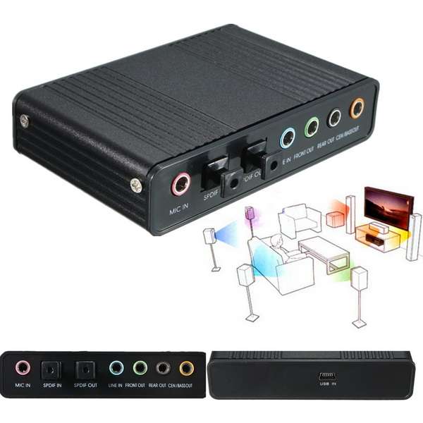 USB 5.1 Channel External Optical Audio Sound Card Adapter for Laptop Notebook PC