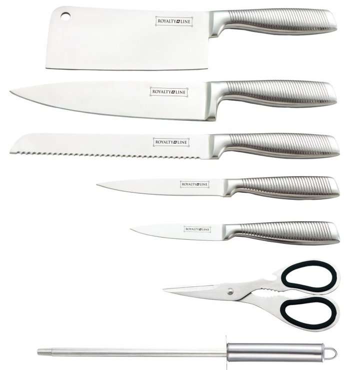 Royalty Line -  8 Pieces Stainless Steel Knife Set with Stand (PLEASE READ THE DESCRIPTION)