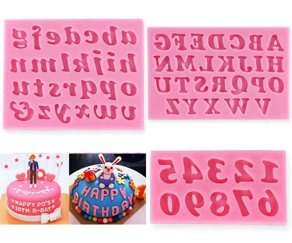 Honana 3Pcs Letters & Numbers Fondant Cake Molds Soap Chocolate Mold