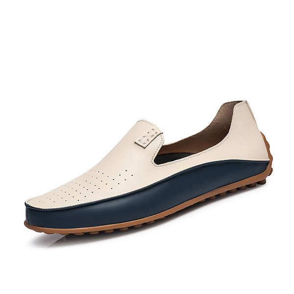 US Size 6.5-11.5 Men Shoes Outdoor Casual Round Toe Slip On Breathable Flats - Beige 8.5