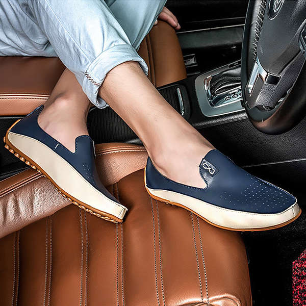 US Size 6.5-11.5 Men Shoes Outdoor Casual Round Toe Slip On Breathable Flats - Beige 8.5