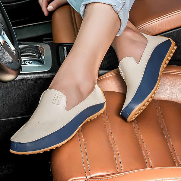 US Size 6.5-11.5 Men Shoes Outdoor Casual Round Toe Slip On Breathable Flats - Beige 8.5