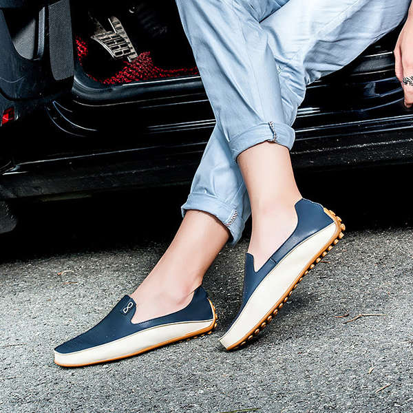 US Size 6.5-11.5 Men Shoes Outdoor Casual Round Toe Slip On Breathable Flats - Beige 8.5