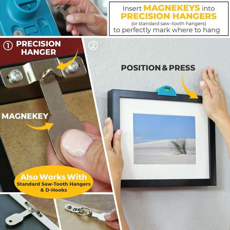 Drillpro All-in-One Picture Hanging Leveling Tool for Sawtooth Wire Picture Hangers with Hardware Ca