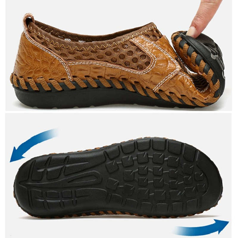 Menico Big Size Men Hand Stitching Breathable Honeycomb Mesh Loafers Flats