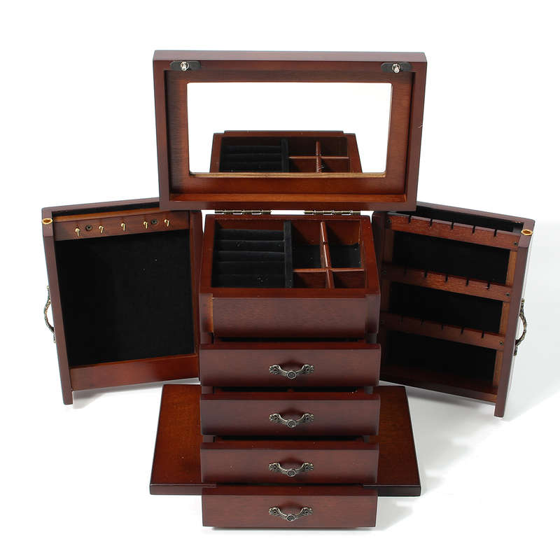 Wooden Jewellry Box Organizer Bracelet Storage Display Holder for Ring Necklaces