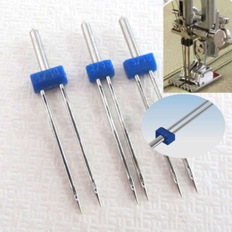 3PCS/set Size 2.0/90-3.0/90-4.0/90 Steel Twin Double Needle Sewing Machine Needles Pins Cloth Dec...