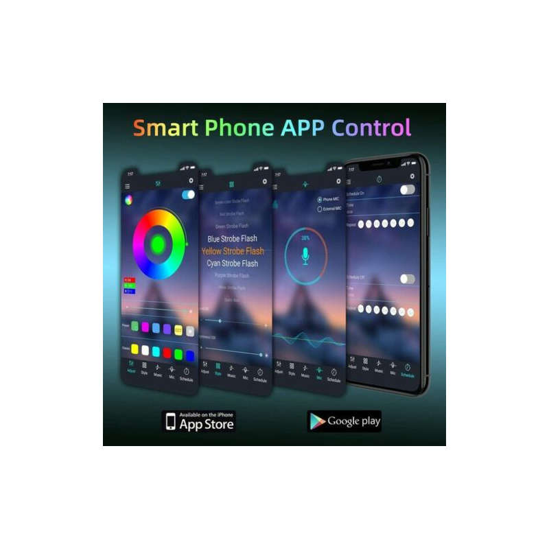 10M LED Smart Strip Lights Music Sync bluetooth App Control Full Kit Remote For Room