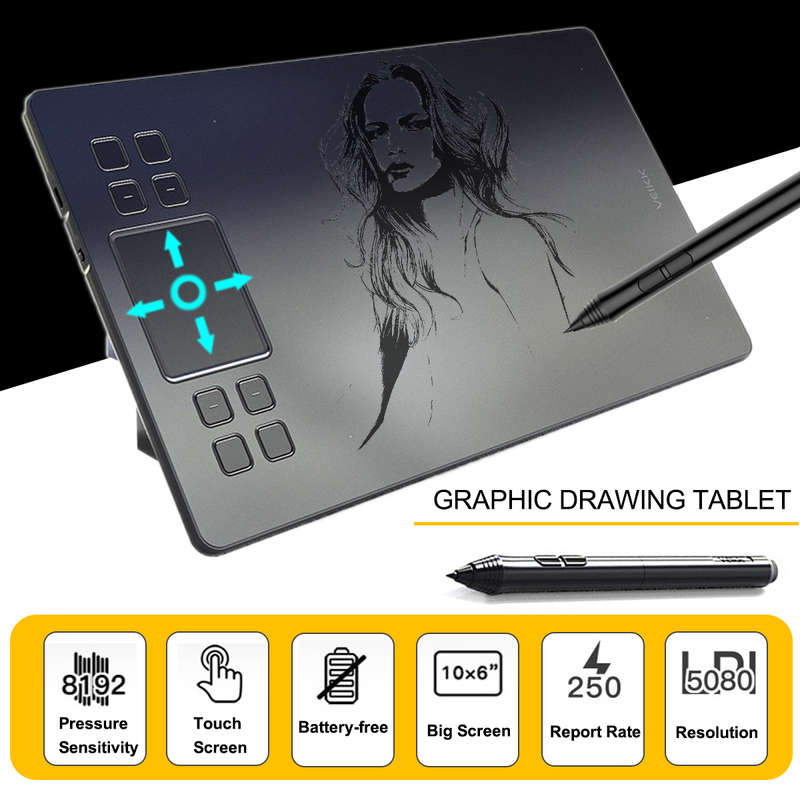 VEIKK A50 Graphics Drawing Tablet Digital Pen Tablet with 8192 Levels Passive Pen for Win and for Mac Drawing Board