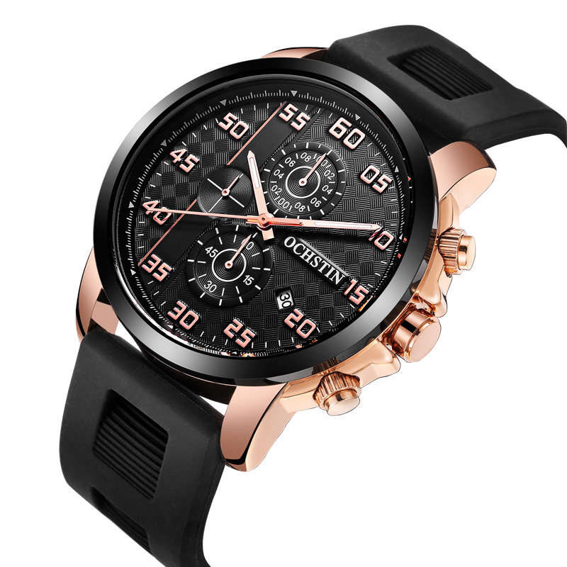 New OCHSTIN GQ080 Bussiness Style Male Wristwatch Silicone Band Analog Sport Qua