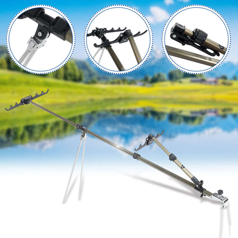 Aluminum Alloy Fishing Rod Holder Adjustable Retractable Fishing Pole Ground Stand Ro...-(Size 1.5M)