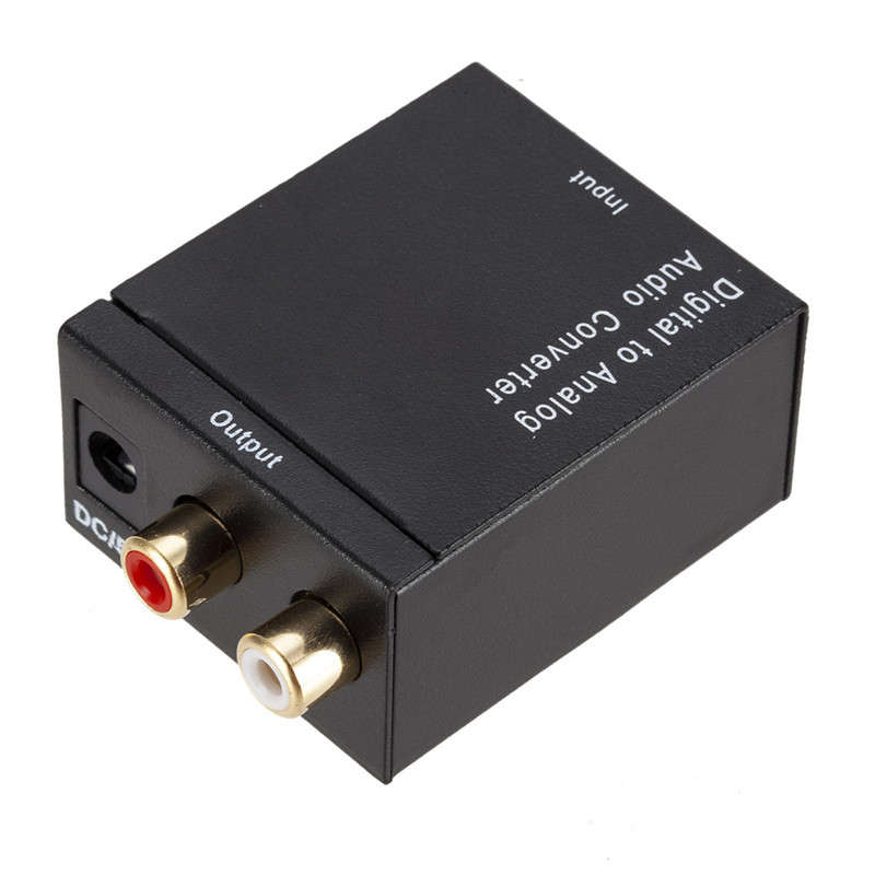 Digital Optical Coax to Analog RCA L/R Audio Converter Adapter with Fiber Cable