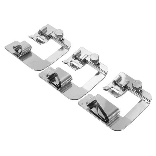 3pcs 4/8 6/8 1 Inch Rolled Hem Foot Set Domestic Sewing Machine Hemmer Presser