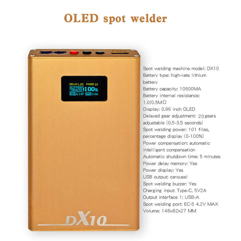 Mini Spot Welding Machine for 18650 Battery Spot Welder 20 Gears Adjustable Spot Welding Machine with Charge-pal OLED Display