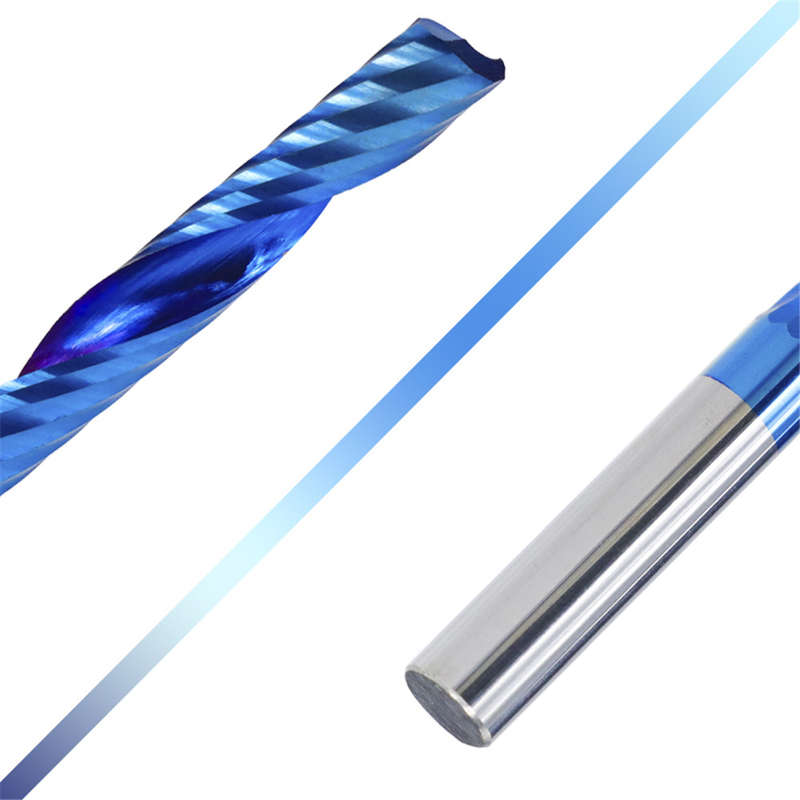 Drillpro 4mm Shank 1 Flute Spiral End Mill Carbide End Mill Blue Nano Coating CNC Router Bit Single