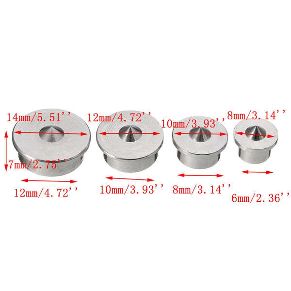 4pcs Dowel Tenon Center Points Pins Set Dowel Joint Alignment Tool 6/8/10/12mm