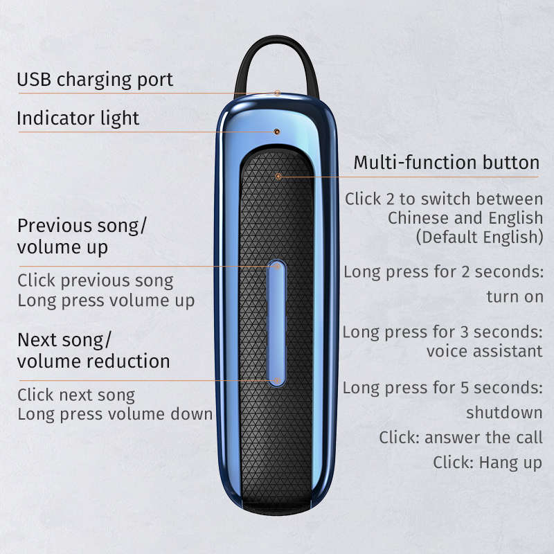 Bakeey E1 bluetooth Headset Stereo Ear-Hook Wireless Earphones 50 Hours Mini Sports Earbuds In-Ear H