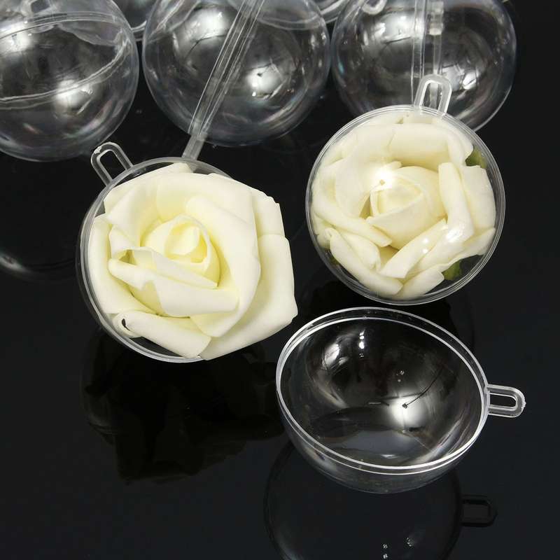 12pcs 60mm Clear Plastic Fillable Ball Xmas Ornament Great Kid Craft Project Decorations