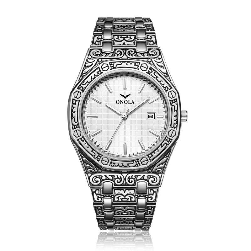 ONOLA ON3808 Fashion Men Watch Date Display Stainless Steel Strap Wate
