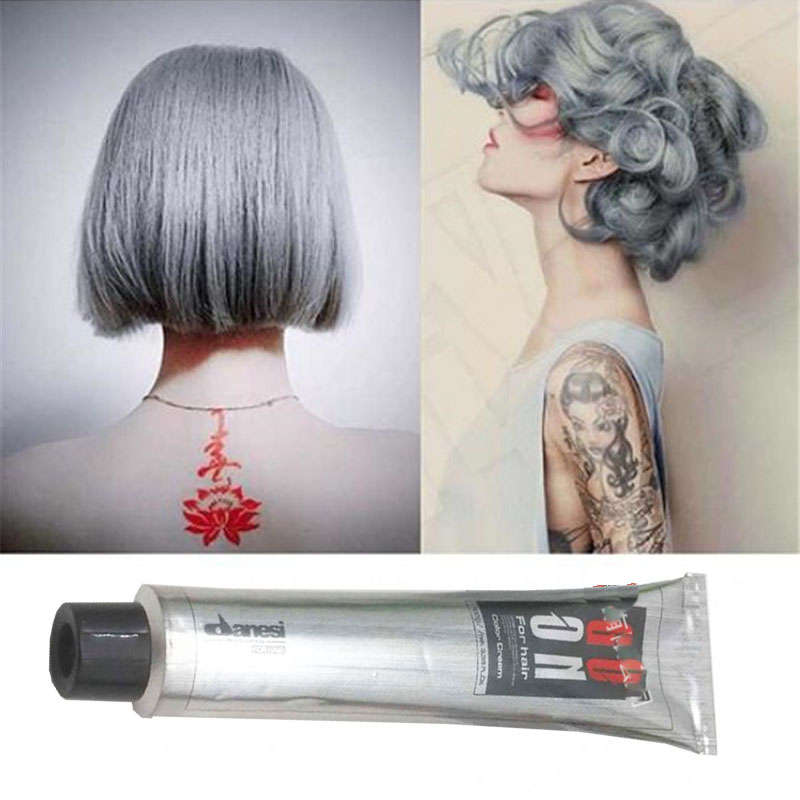 Fashion Gray Hair Color Wax Hair Gream Unisex Smoky Gray Punk Style Light Grey Silver Permanent H...