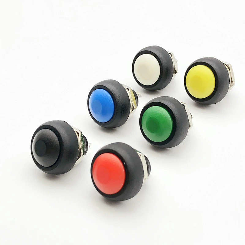 6Pcs Pbs-33B 2Pin Waterproof Mini Round Push Button Switch Since The Reset Non-Locking Buttons 12Mm