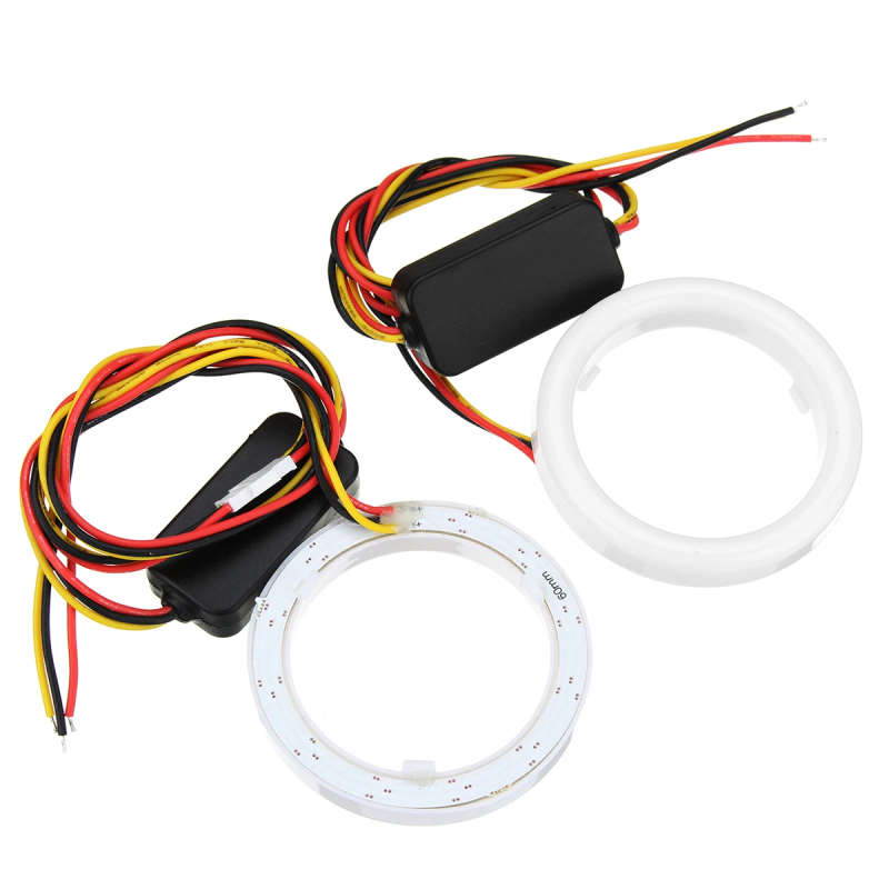 Pair 60/70/80/90/100/110mm 2835 LED Angel Eyes Lights Halo Ring DRL Turn Signal Light 