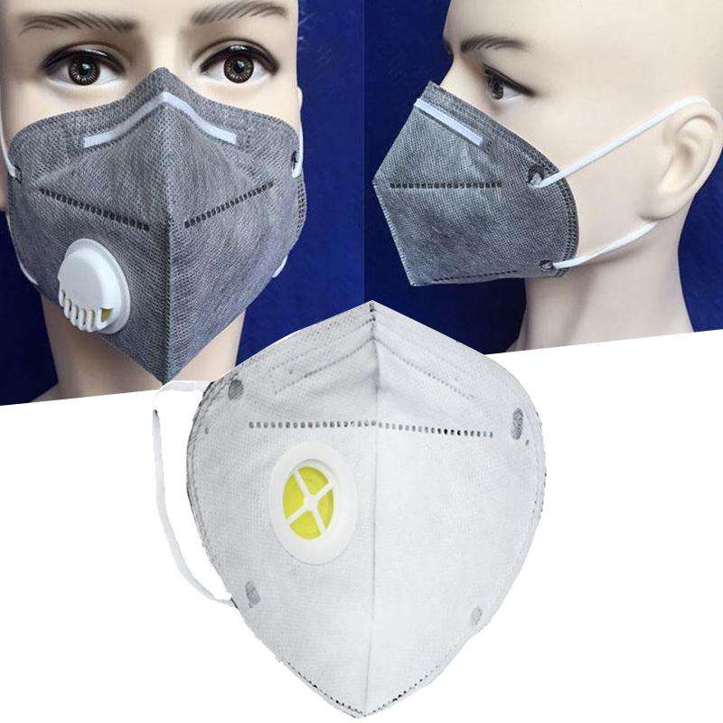 10Pcs Folding Valved Safety Anti-Dust Activated Carbon Charcoal Particulate Respirator Face Mask