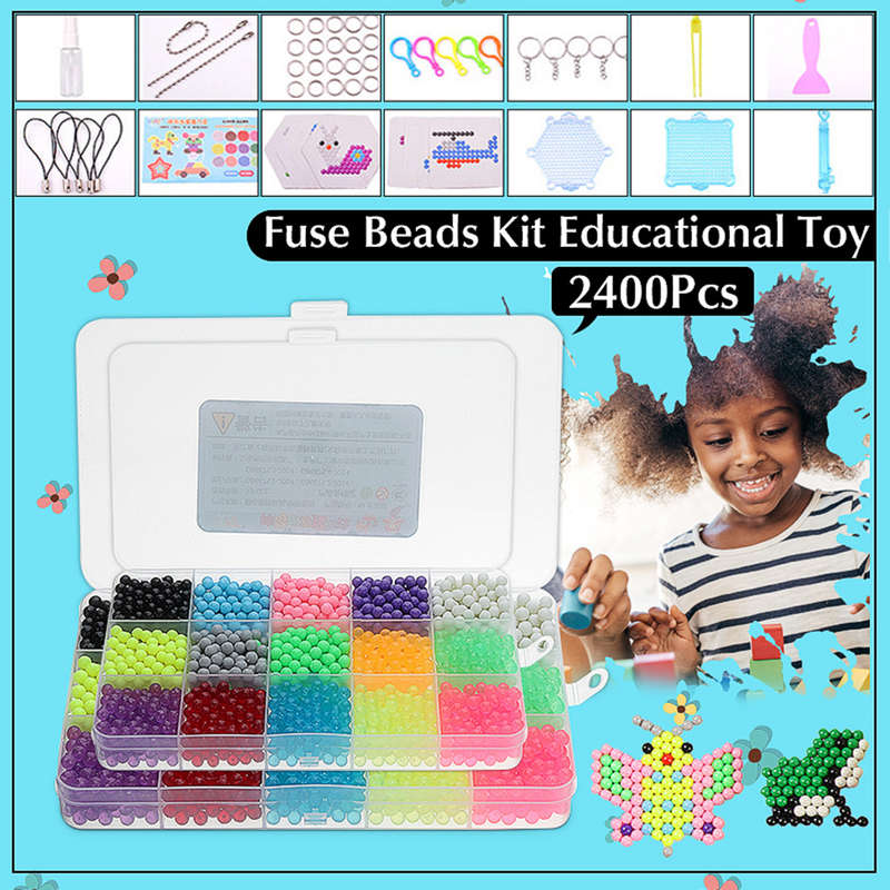 2400pcs DIY Fuse Bead Plastic Perler Stick Water Beads Toys