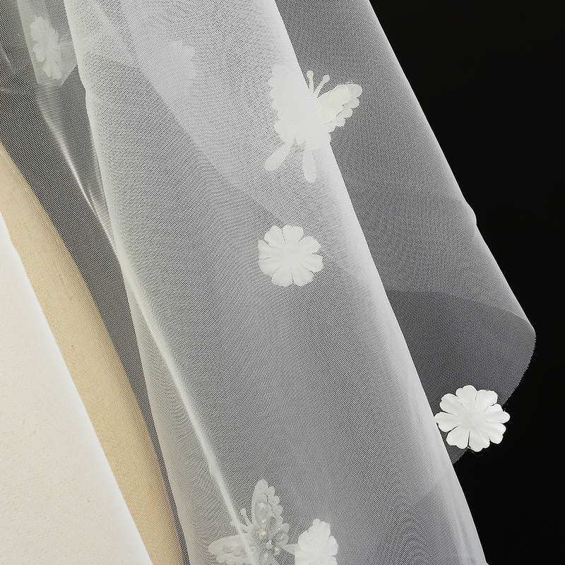 Elegant Ivory Cathedral Length Butterfly Petal Bride Wedding Bridal