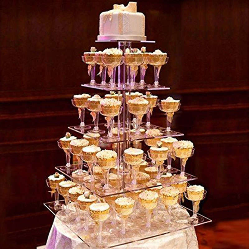 5 Tiers Cake Stand Acrylic Cake Display Stand Transparent Tray Cupcake Holder Wedding Birthday Cake