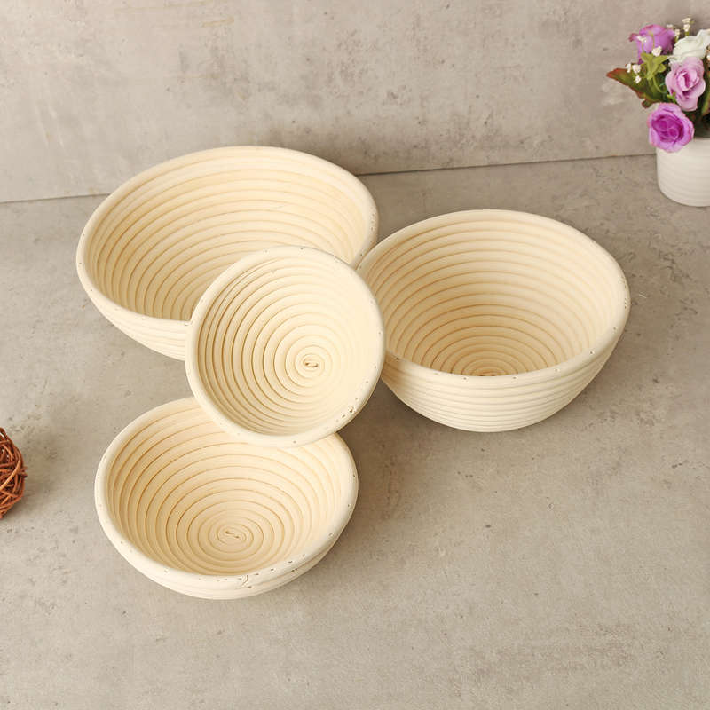 Round Banneton Brotform Rattan Basket Bread Dough Proofing Rising Loaf Proving 4 Sizes (Size #3)