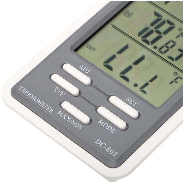 DC-802 LCD Digital Thermometer Hygrometer Temperature Humidity Meter Clock Indoor Outdoor