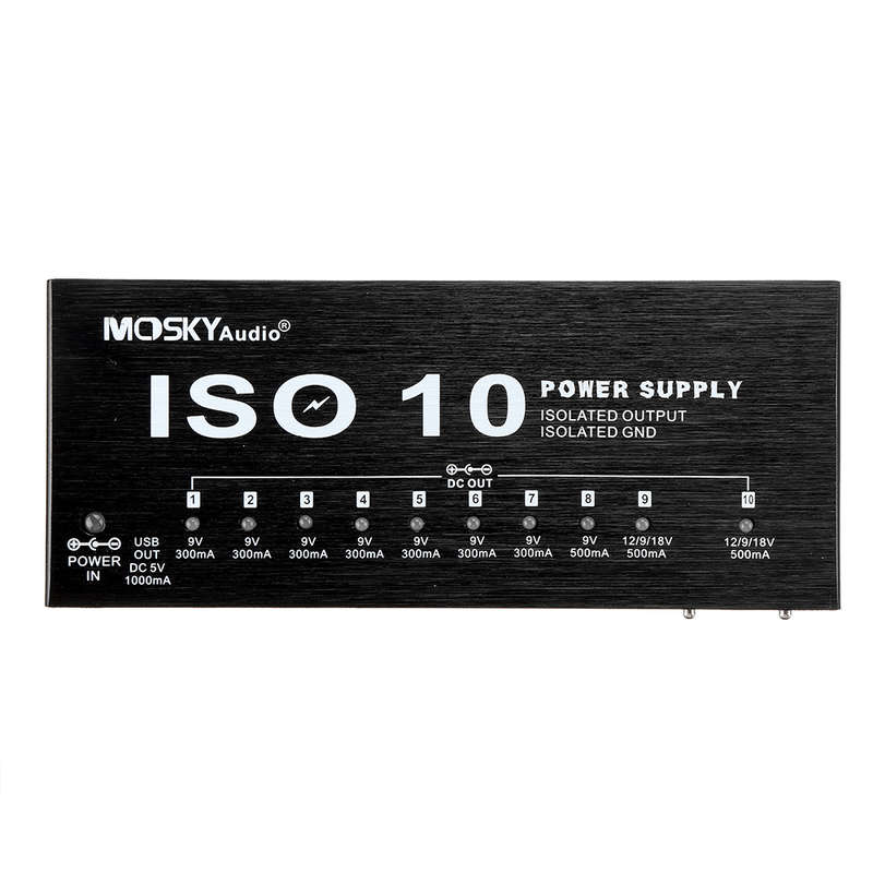 MOSKY ISO-10 Portable Guitar Effect Power Supply 10 Isolated DC Outputs & One 5