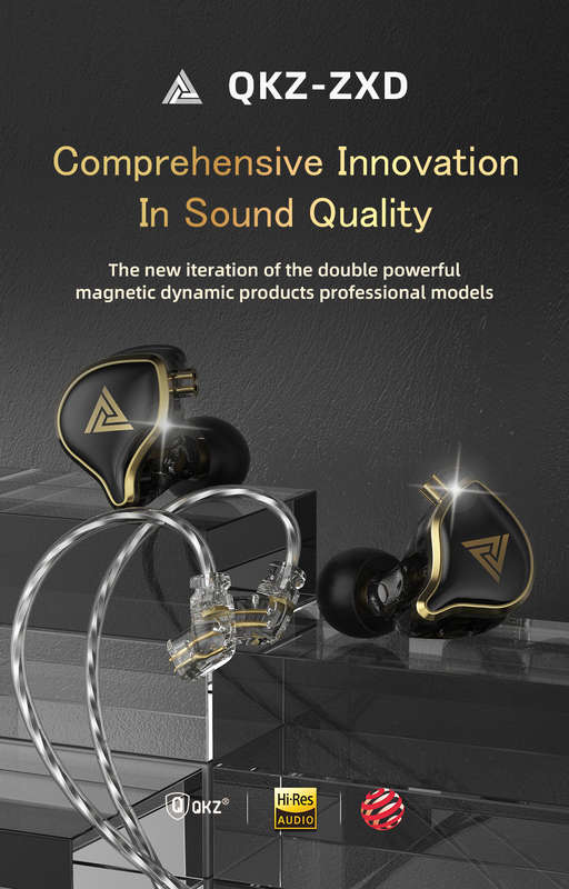 QKZ ZXD Dynamic In-Ear Earphones Monitor Metal Wired Earphone Noise Cancelling Sport Music Headphones with Detachable Cable