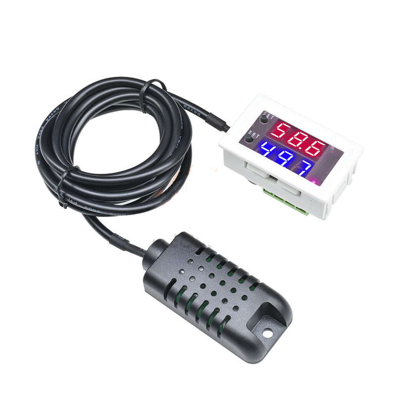 W2026C DC 24V 10A Digital Hygrometer Humidity Meter with Red/Blue LED Display Hygrometer Adjustable