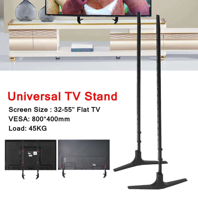 Universal TV Support Stand 32-55inch Base Plasma LCD Flat Screen Table Top Pedestal Mount 