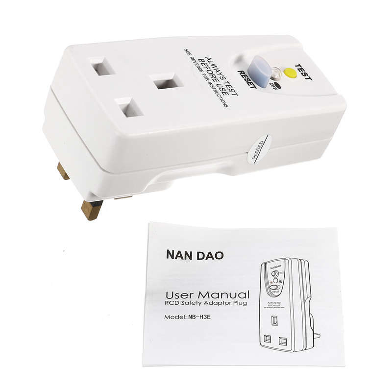220V 13A RCD Safety Adapter Plug Power Circuit Breaker Socket Test Reset