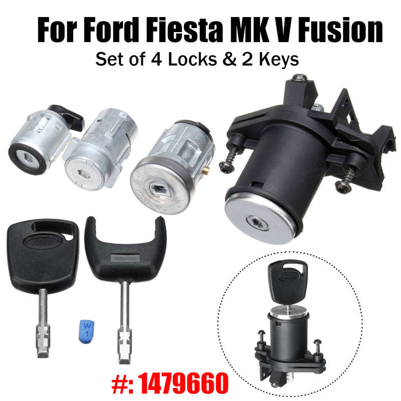 Set of 4 Lock Door Ignition Barrel Petrol Flap Tailgate with 2 Keys 1479660 for Ford Fiesta MK V ...
