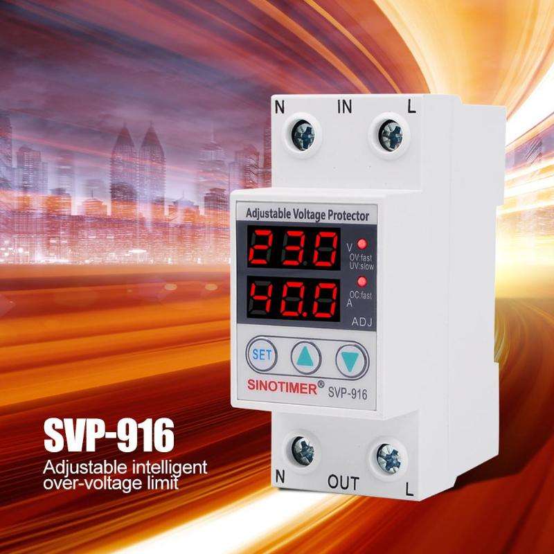 SINOTIMER SVP-916 230V 40A/63A Adjustable Auto-recovery Under/Over Voltage Protector R (Current 40A)