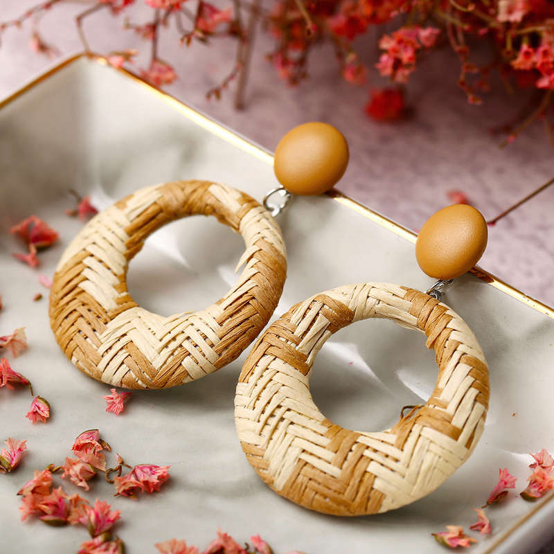 New African Hallow Braided Circle Earring Retro Style Ear Drop Earring For Women